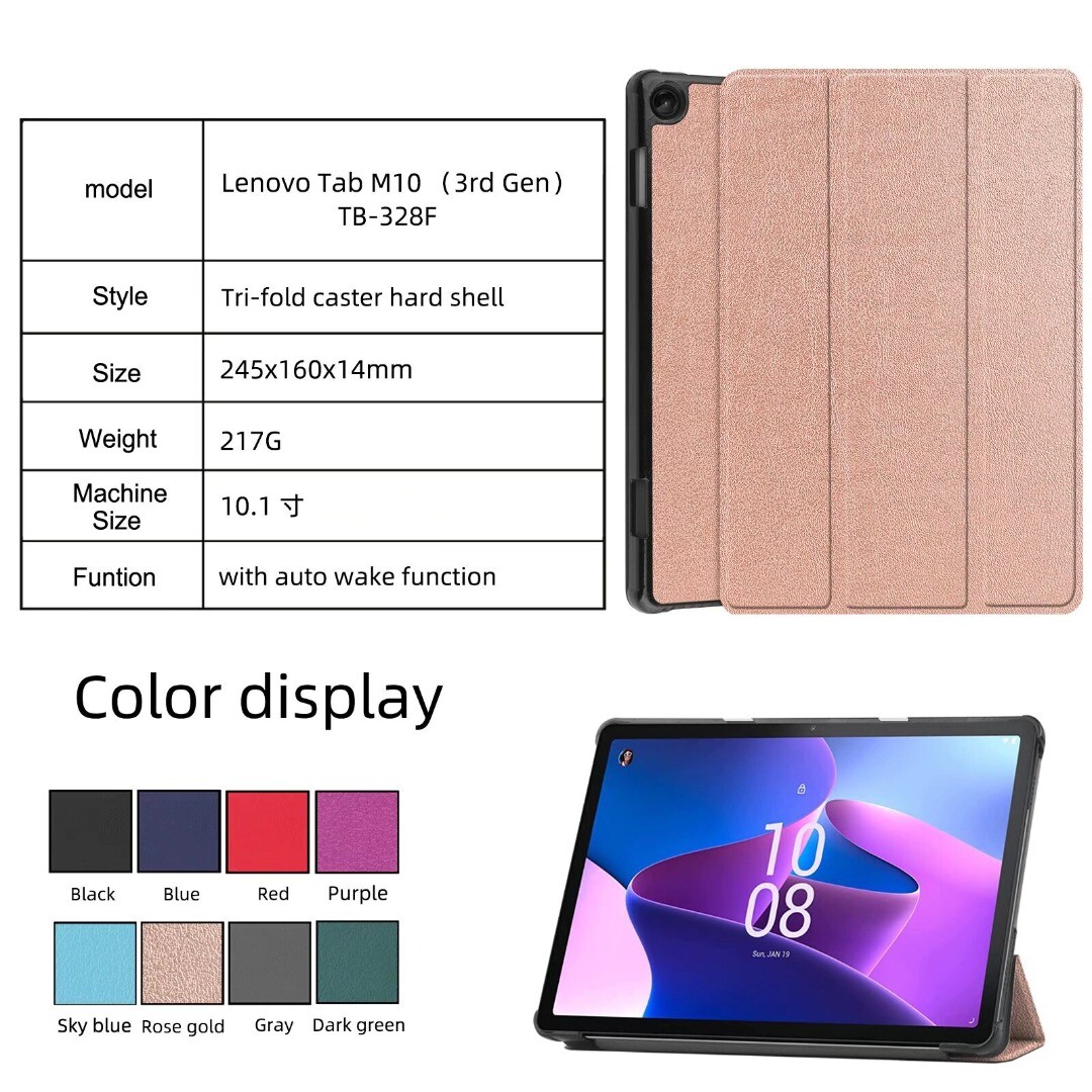 Custodia Libro Per Tablet Lenovo Cover Intelligente Magnetica Per Lenovo Tab M10 3a Gen TB-328FU, Pelle Sintetica, Funzione Sveglia/stand Custodia Protettiva 10.1 Pollici - Foto 10