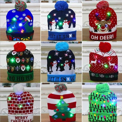 LED Christmas Light-Up Hat Novelty 