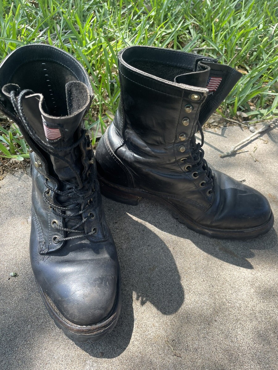 Boots Vintage Mens Size Work Boots Vintage Vibram Black Leather