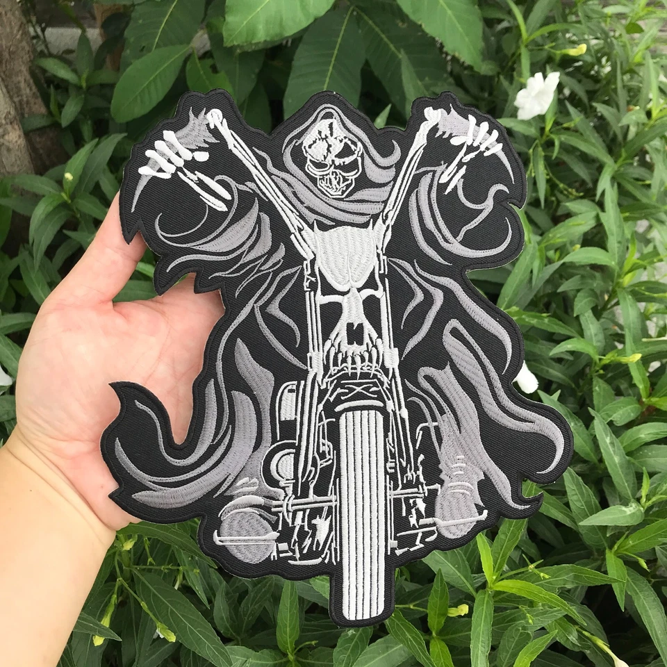 Large Grim Reaper Patch 10 Inch Motorcycle Riding Biker Iron On Leather Jacket - Image 3 of 4