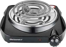 Elite Gourmet  Countertop Single Coiled Burner, 1100 Watts Electric Hot Plate