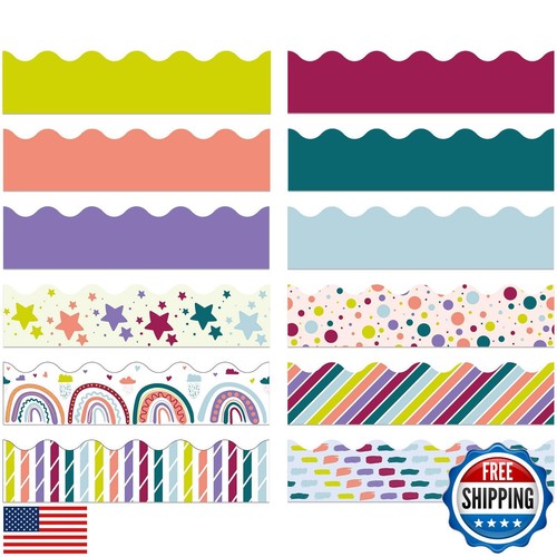 240 Pcs 236ft Holiday Bulletin Board Borders Colorful Rainbow Scalloped Borde