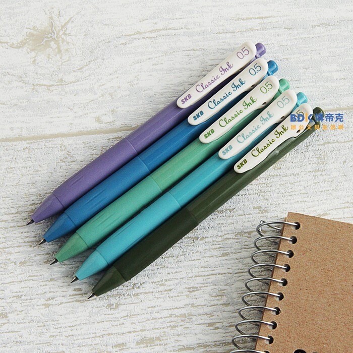 5x SKB VINTAGE Forest Color Pens 0.5 Olive Green Turquoise Gray