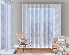 QBTEXTIL Gardine mit Kräuselband Jacquard  Hoch 140 160 230 250 cm  weiß