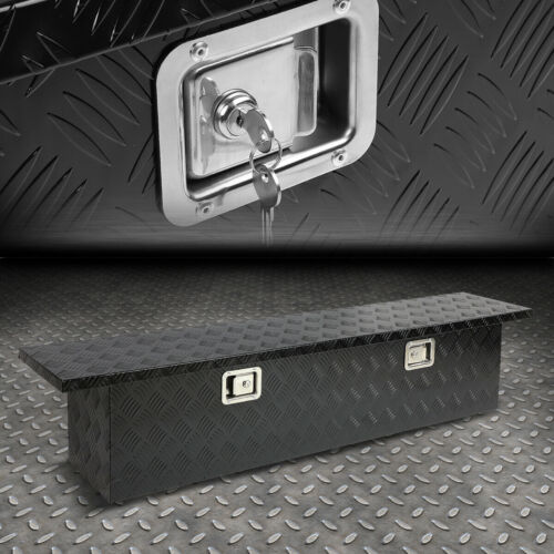 60"X12"X14" BLACK ALUMINUM PICKUP TRUCK TRUNK BED TOOL BOX TRAILER STORAGE+LOCK - Picture 1 of 5