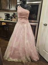 My Fashion Pink Beaded Sequin Strapless Sheer Ballgown Prom Medium