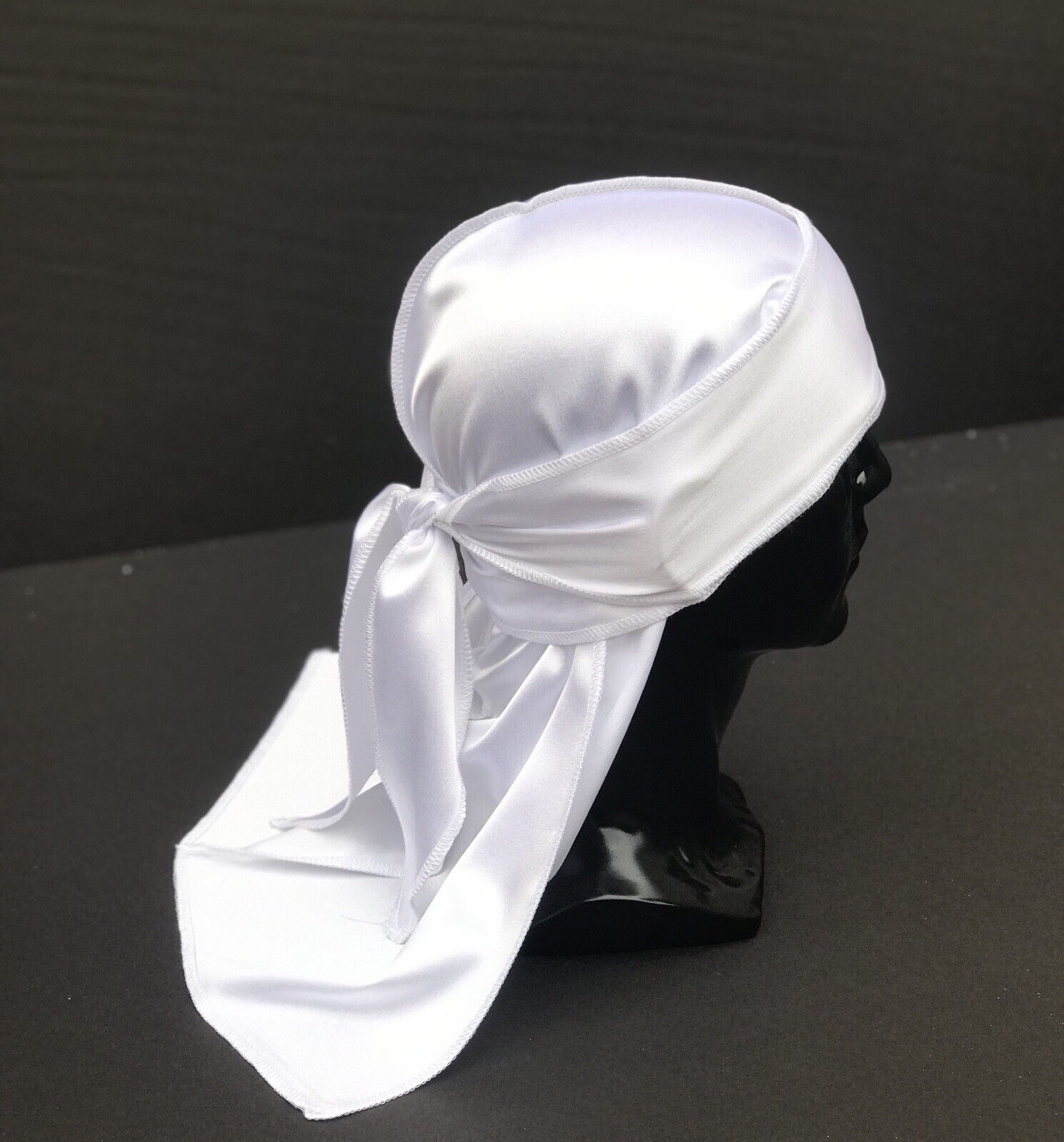 White Satin Durag, Long Tail, Head Scarf, Turban, Head Cap, Stretch Wave  Durag