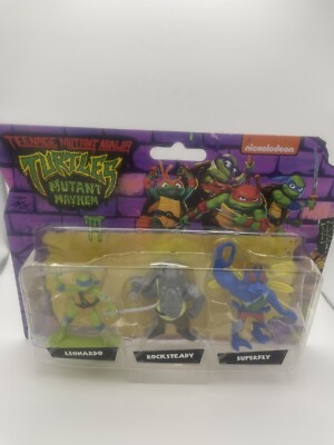TMNT Mutant Mayhem Turtles Mini Pack 2023 Set of 3 Leonardo Rocksteady Superfly