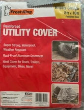 Frost King Reinforced Utility Cover / Tarp (Gray, 8 ft by 10 ft) NEW - SEALED