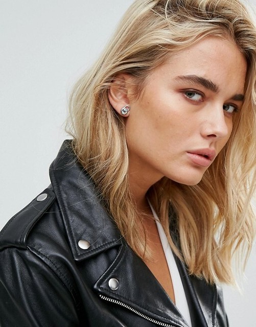 michael kors silver padlock earrings