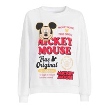 Mickey Mouse Junior's Graphic Print Sweatshirt-White-XL 15-17 -NWT