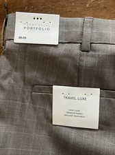 NWT PERRY ELLIS PORTFOLIO MEN'S PANTS TRAVEL LUXE PREMIUM BROWN CHECK  38 x 29