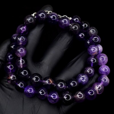 Sehr attraktive lila Amethyst 468,00 kt funkelnde Perlen Halskette VK 11 E598