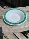 Pyrex Corning Milk Glass Green Leaf band Bowl 6.5" Diameter 707-24