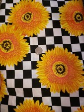 Sunflowers Black White Backgroud 100 Cotton Fabric 32" X 36"