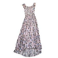 American Eagle Outfitters AEO Women's Maxi Dress Sz S Pink Floral Ruched Tiered