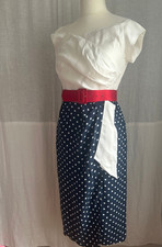 Katya Wildman Bombshell Dress Brand New with Tags 12 Navy Polka Dot