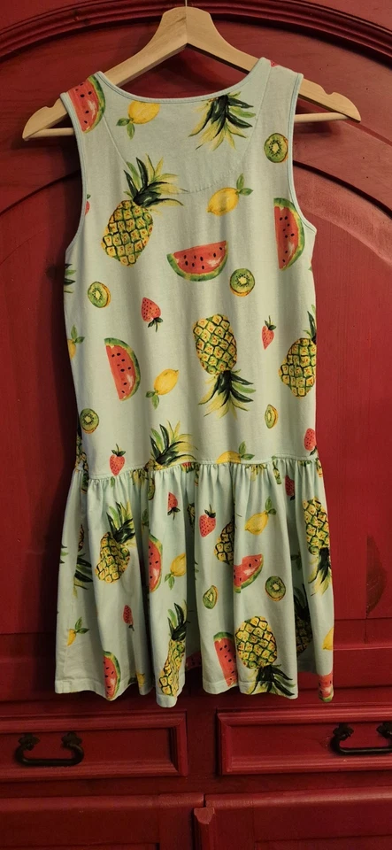Vestido grande de verano con temática de frutas Lands End Childs. Solero escuela sandía usado en excelente estado Foto 3 de 3