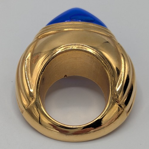 Boucheron Parfums Paris Ringförmige Brosche Blau Plexiglas Anstecknadel Vintage vergoldet - Bild 4 von 13