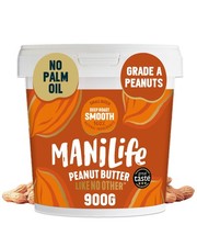 ManiLife Deep Roast Smooth Peanut Butter 900g Tub Rich and Intense Vegan Peanut