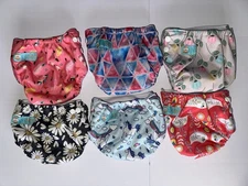 6 Alvababy Reusable Cloth Pocket Diapers W/ 12 Inserts, Newborn 12lbs Or Less