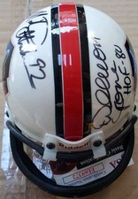 NICE Autographed Dual Deacon Jones Michael Strahan HOF Football Mini Helmet JSA