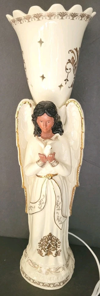 Angel Lamp Season of Glory Ceramic Beige 19" Tested HTF Rare - Image 3 of 4
