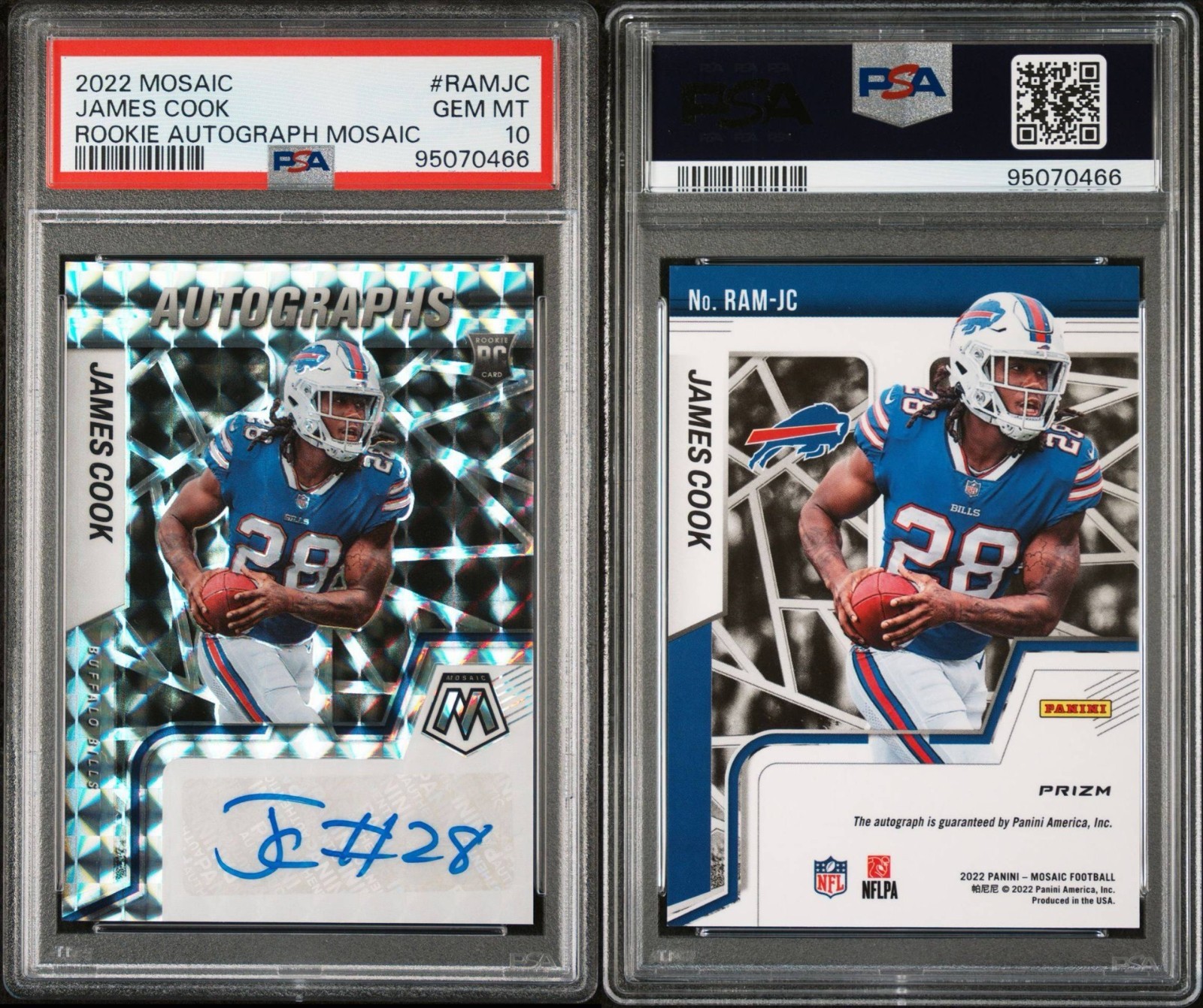 🌟💎LOW POP PSA 10 GEM MT 2022 Mosaic JAMES COOK Rookie (RC) Autograph BILLS💎🌟 view 4