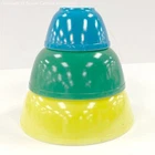 Vintage Pyrex Mixing Bowls 3 Pc. Set Primary Color Yellow, Green, Blue