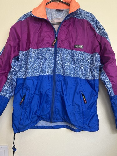 Vtg 90S Hind Windbreaker Full Zip Jacket Neon Vented Orange Blue Colorblock L - Picture 3 of 10