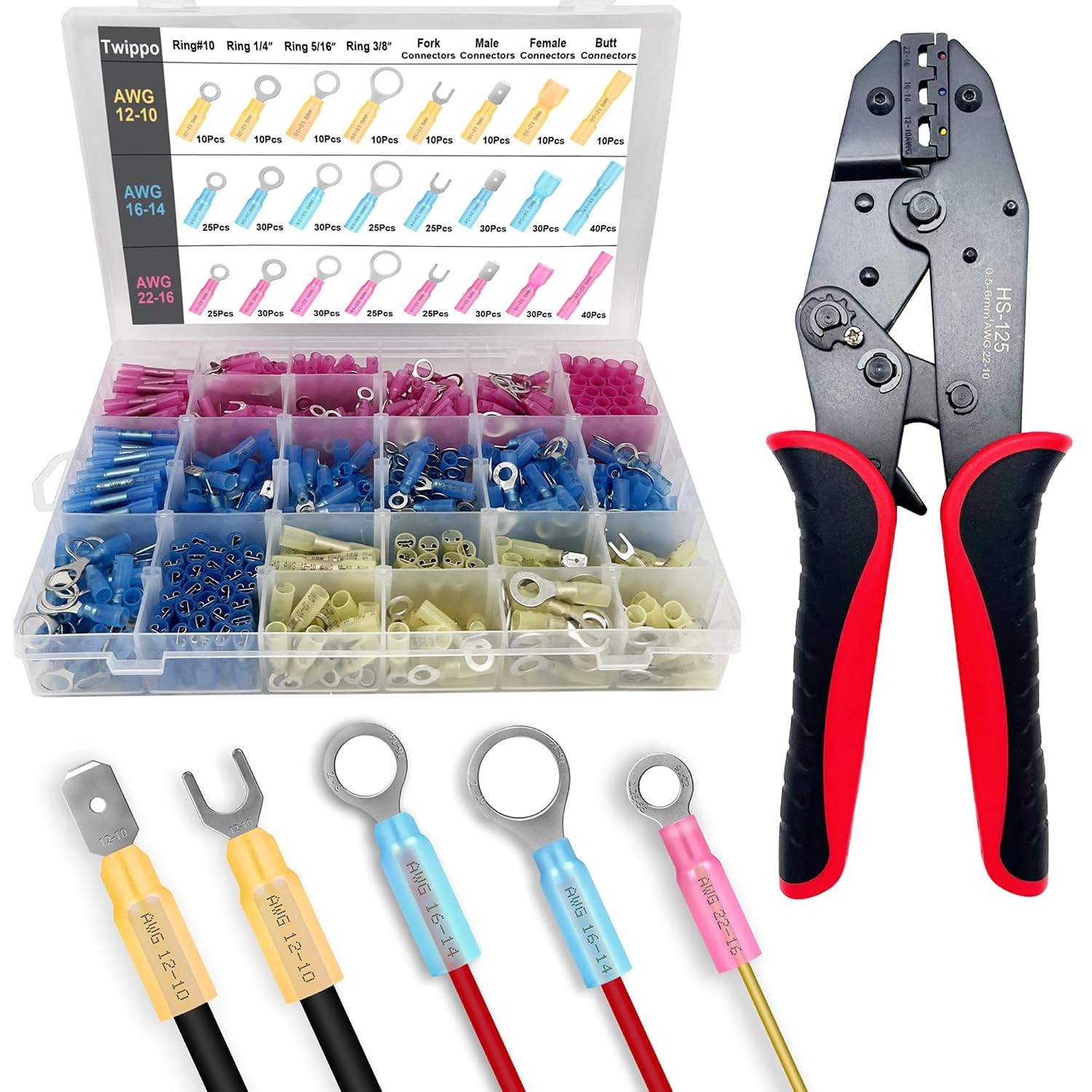 550Pcs Electrical Waterproof Heat Shrink Wire Connectors Kit with Crimper | 22-