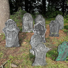 10 Pcs Halloween Foam Tombstones Set - Mixed Size RIP Fake Graves