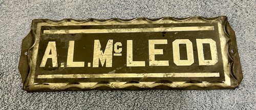 Antique Chipped Glass Reverse Painted Office Name Wall or Door Mounted Sign