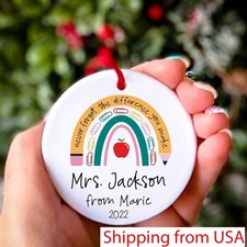 Teacher Christmas Ornament Personalized Rainbow Teacher Ornament Teacher Gift...