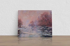 Claude Monet "River Thawing near Vetheuil" Canvas Print Wall Art Home Decor
