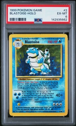 1999 POKEMON BASE SET UNLIMITED #2 BLASTOISE-HOLO PSA 6