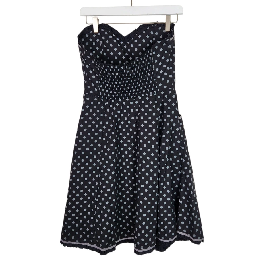 Vestido SOURPUSS Mujer Grande Negro Lunares Sin Tirantes Calado Retro Rockabilly Foto 2 de 4