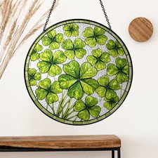 Shamrock Stained Glass Suncatcher, Lucky Clover St Patrick  s Day Window Hanging