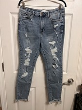 Judy Blue Skinny Fit 13/31 Distressed Light Wash Stretch Blue Jean Denim Boho