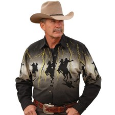 VTG RARE Brooks Dunn Western Cowboy Lightning Rodeo Button Up Shirt Mens L