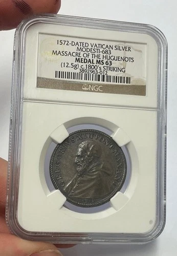Vatican - 1572 (1800's Striking) 30mm Silver Medal (NGC Medal MS 63)