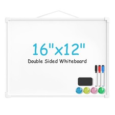 Bundle of 2 Sets- MaxGear 16"x12" Double-Sided Hanging Small Dry Erase Board ...