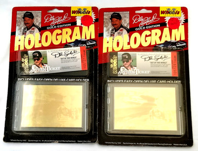 (2) DALE EARNHARDT 1992 Wheels Racing Gold Edition Hologram Card & AuthenTicket