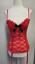 Red Lace Corset With Garters, Lingerie, Exposed