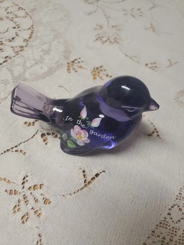 Fenton Purple Glass Bird In the Garden of Friendship 100 Years 5163 Signed