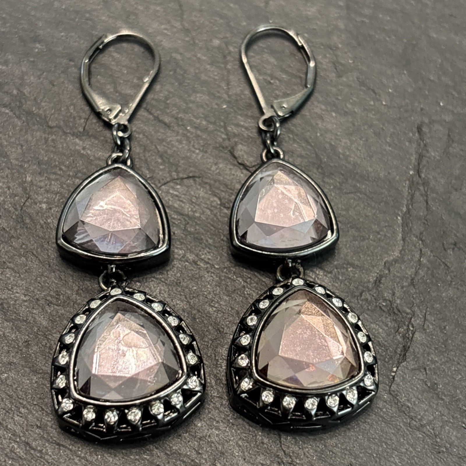 Givenchy Vintage Dangle Rhinestone Silvertone Sta… - image 1