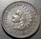 Choice BU 1883 Indian Head Cent with Interesting Slight Rainbow Toning Obverse