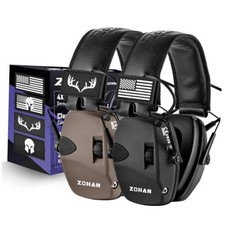 Electronic Shooting Earmuffs with Patches, 2Pack With Patches-black brown