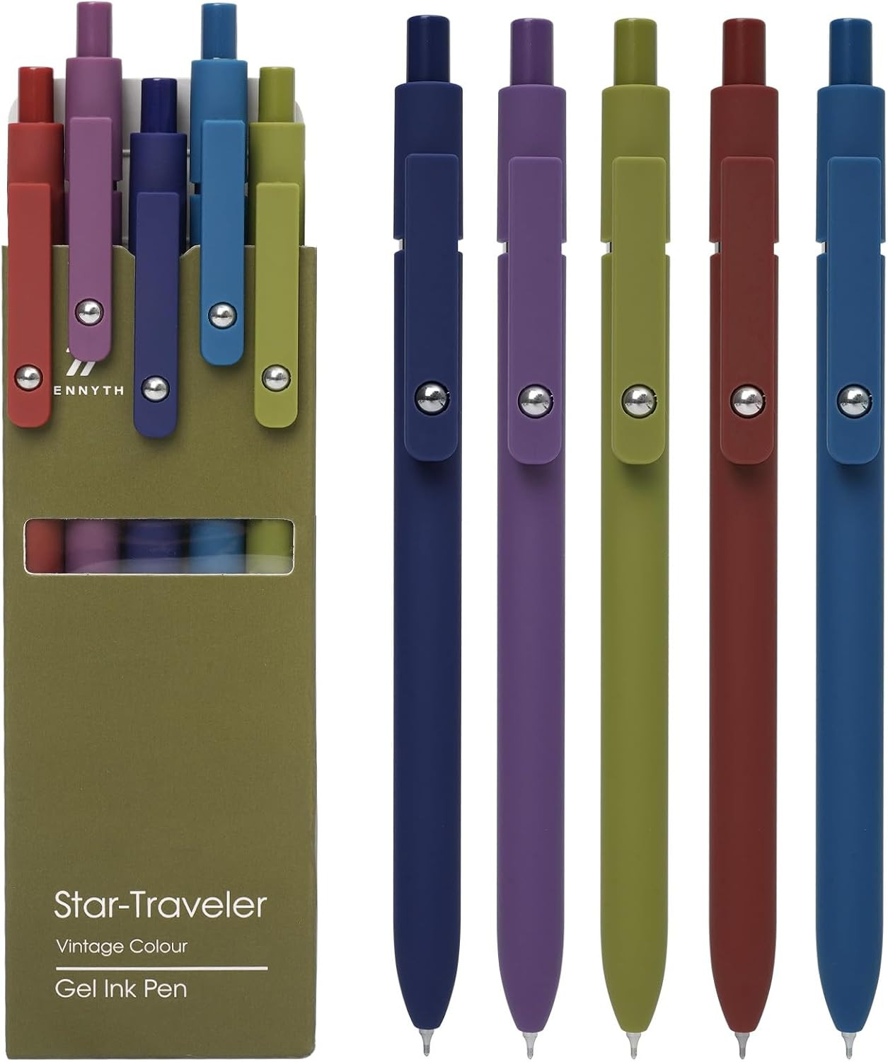 Gel Pens 5 Pcs 0.5mm Quick Dry Black Ink Smooth Writing Retractable Pen Set