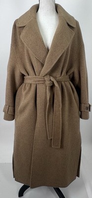   Nice Claup Wool Cashmere Tan Belted Coat Sz M